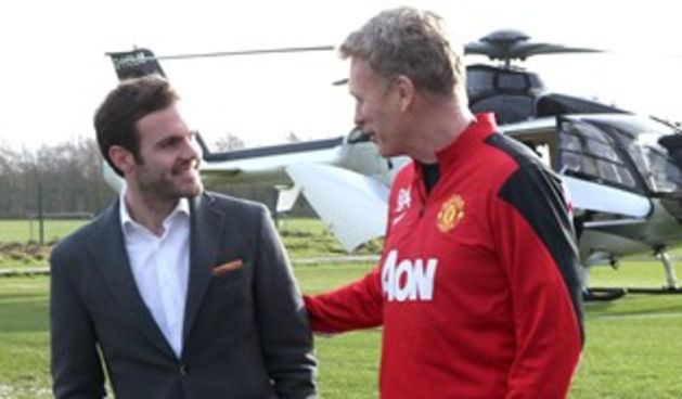 Juan Mata i David Moyes, foto: manutd.com