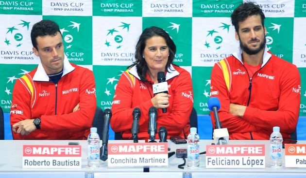 Konferencija za medije spanjolske Davis Cup reprezentacije uoci meca meca Hrvatska – Spanjolska. Roberto Bautista, Conchita Martinez, Feliciano Lopez