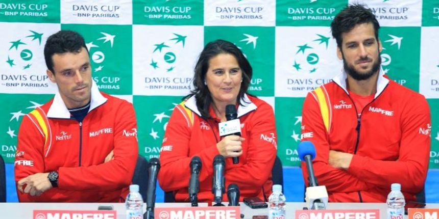Konferencija za medije spanjolske Davis Cup reprezentacije uoci meca meca Hrvatska – Spanjolska. Roberto Bautista, Conchita Martinez, Feliciano Lopez