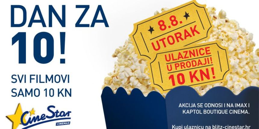 Cinestar Dan za 10: Pogledajte filmske hitove u kinima za deset kuna Cinestar Dan za 10: Pogledajte filmske hitove u kinima za deset kuna