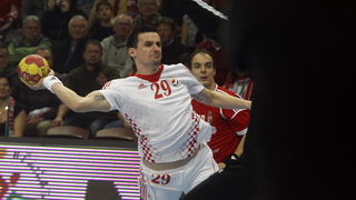 Veszprem, 040413.
Kvalifikacijska utakmica za Europsko prvenstvo rukometnih reprezentacija Madjarske i Hrvatske.
Na fotografiji: Ivan Nincevic.
Foto: Zeljko Hajdinjak / Cropix