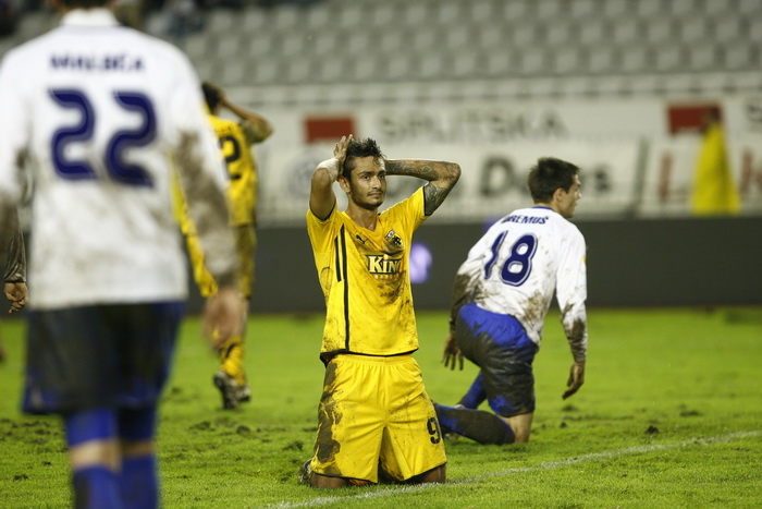 Split, 011210. 
Stadion HNK Hajduka u Poljudu.    
UEFA Europska liga utakmica HNK Hajduk – FC AEK. 
Na slici: Savas Gkentsoglou.
Foto: Vladimir Dugandzic / CROPIX