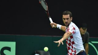 Polufinale Davis Cupa, Hrvatska – Francuska, 2. meč, Marin Čilić – Lucas Pouille. Photo: Hrvoje Jelavić/PIXSELL Polufinale Davis Cupa, Hrvatska – Francuska, 2. meč, Marin Čilić – Lucas Pouille. Photo: Hrvoje Jelavić/PIXSELL