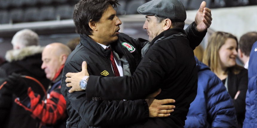 Swansea (Wales), 260313.
Stadion Liberty.
Kvalifikacijska utakmica za Svjetsko prvenstvo u Brazilu 2014. godine, izmedju reprezentacija Walesa i Hrvatske.
Na fotografiji: izbornici Chris Coleman i Igor Stimac.
Foto: Boris Kovacev / CROPIX Swansea (Wales), 260313.
Stadion Liberty.
Kvalifikacijska utakmica za Svjetsko prvenstvo u Brazilu 2014. godine, izmedju reprezentacija Walesa i Hrvatske.
Na fotografiji: izbornici Chris Coleman i Igor Stimac.
Foto: Boris Kovacev / CROPIX