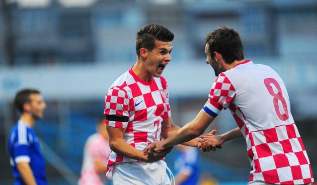 10.10.2013., Stadion u Kranjcevicevoj, Zagreb – Kvalifikacijska utakmica za Europsko nogometno prvenstvo U-21 2015., skupina 5, Hrvatska – Lihtenstajn. Mario Situm, Marcelo Brozovic. Photo: Daniel Kasap/PIXSELL