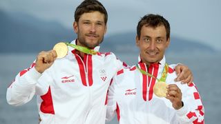 Rioe de Janeiro. Olimpijski prvaci u klasi 470, Šime Fantela i Igor Marenić. Photo. Igor Kralj/PIXSELL Rioe de Janeiro. Olimpijski prvaci u klasi 470, Šime Fantela i Igor Marenić. Photo. Igor Kralj/PIXSELL