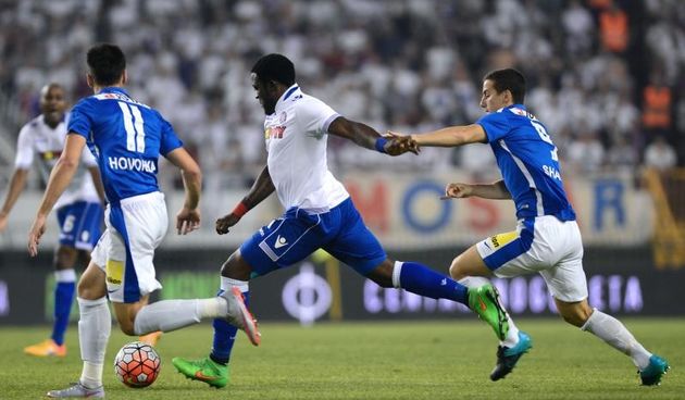 27.08.2015., stadion Poljud, Split – Uzvratna utakmica doigravanja za Europsku ligu, HNK Hajduk – FC Slovan Liberec. Franck Ohanza, Herolind Shala. Photo: Marko Prpic/PIXSELL