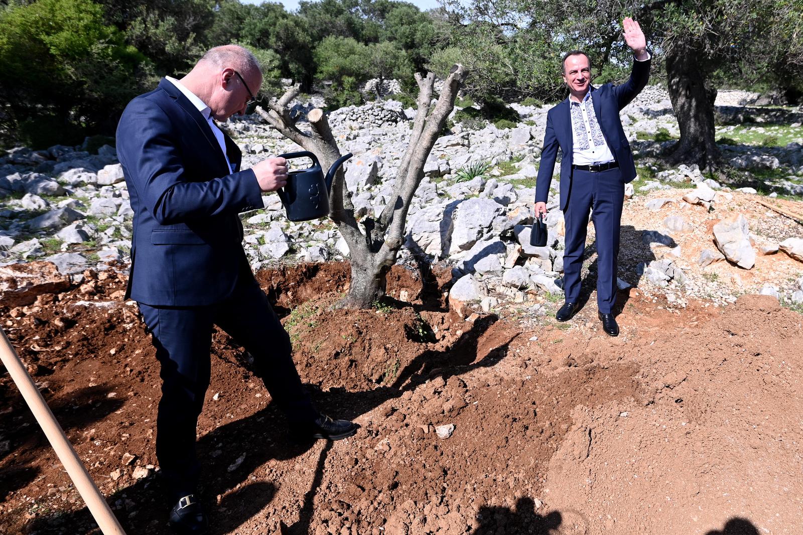 Grlić Radman i veleposlanik Ukrajine posadili maslinu u Perivoju mira