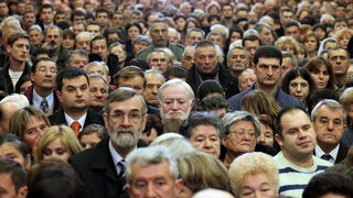 Zadar, 300110.
Pogreb zadarskog nadbiskupa Ivana Prendje u crkvi Svete Stosije.
Zadarski nadbiskup Ivan Prendja preminuo je iznenada  25. sijecnja 2010. godine u Zagrebu u 71. godini zivota, nakon 46 godina svecenistva i 20 godina biskupstva.
Na fotografi