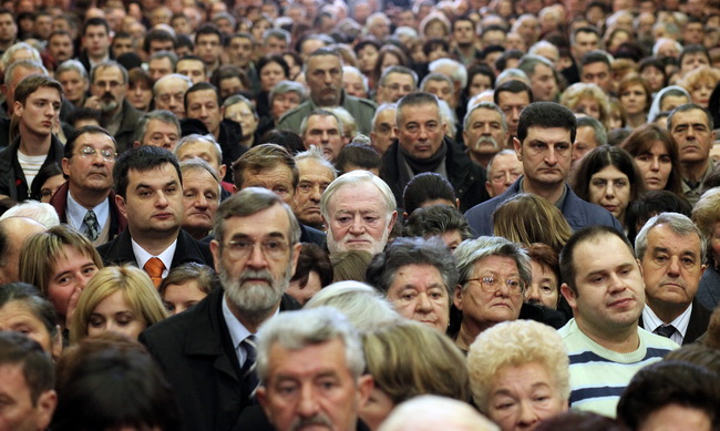 Zadar, 300110.
Pogreb zadarskog nadbiskupa Ivana Prendje u crkvi Svete Stosije.
Zadarski nadbiskup Ivan Prendja preminuo je iznenada  25. sijecnja 2010. godine u Zagrebu u 71. godini zivota, nakon 46 godina svecenistva i 20 godina biskupstva.
Na fotografi