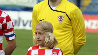 Varazdin, 190510.
Na gradskom stadionu u Varazdinu igra se kvalifikacijska utakmica za europsko prvenstvo U-21 izmedju reprezentacija Hrvatske i Slovacke.
Na slici: Ivan Kelava, vratar.
Foto: Andrej Svoger / CROPIX