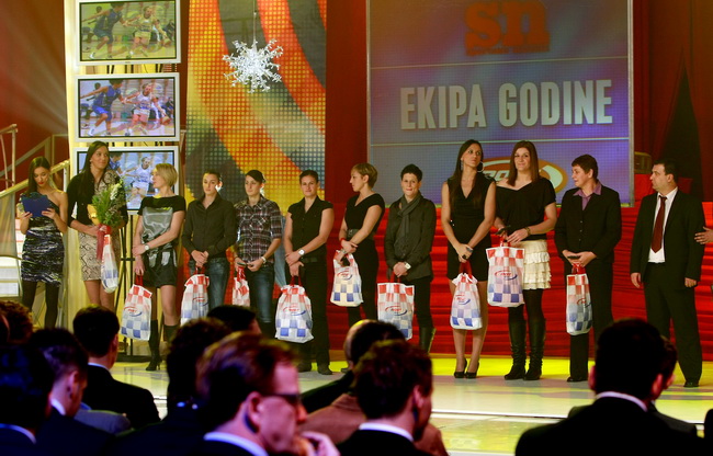 Zagreb, 261210.
HTV, studio Anton Marti, Prisavlje BB.
59. izbor sportasa 2010. godine u organizacij Sportskih novosti.
Na fotografiji: kosarkasice Gospica.
Foto: Ronald Gorsic / CROPIX