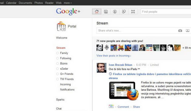 Google plus alatna traka