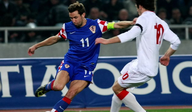 Tbilisi, Gruzija, 260311. Stadion Boris  Paichadze. Kvalifikacijska nogometna utakmica za EP 2012 Gruzija – Hrvatska Na fotografiji: Darijo Srna. Foto: Ronald Gorsic / CROPIX