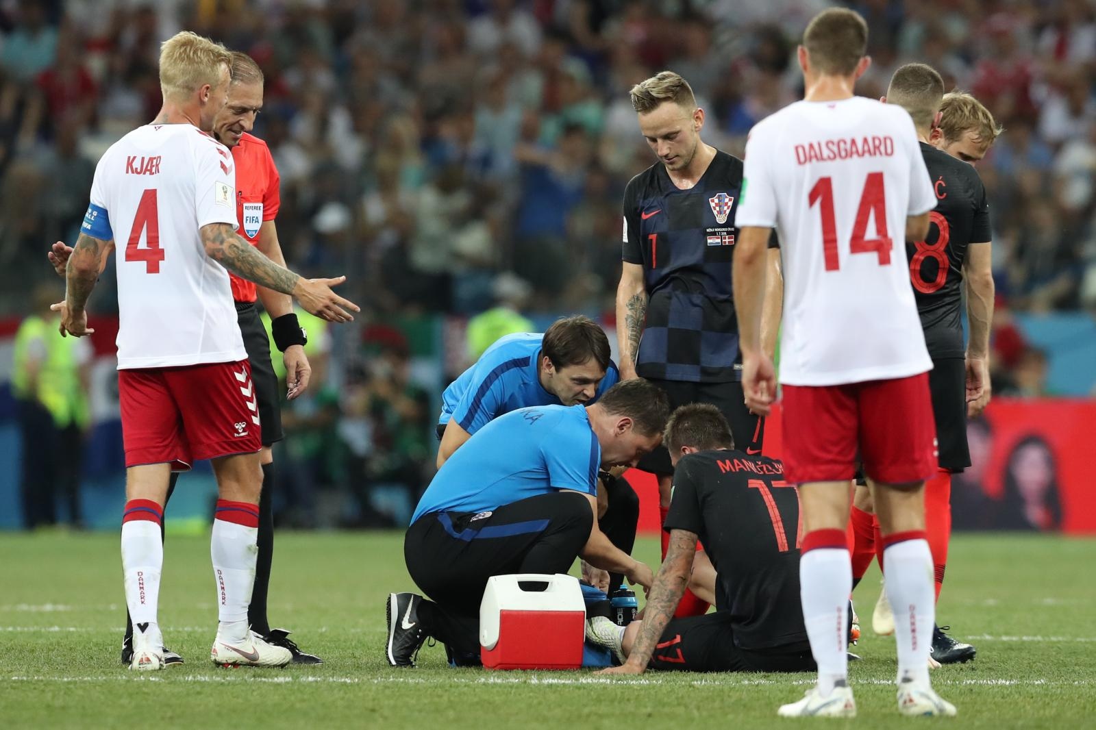 Niznji Novgorod, Rusija – Svjetsko nogometno prvenstvo 2018., osmina finala, Hrvatska – Danska 4-3 (1-1, 1-1).