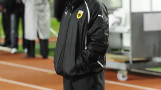 Split, 011210. 
Stadion HNK Hajduka u Poljudu.    
UEFA Europska liga utakmica HNK Hajduk – FC AEK. 
Na slici: Trener AOK-a Manolo Jimenez.
Foto: Nikola Vilic / CROPIX