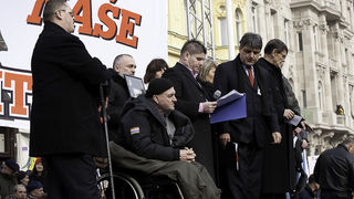 Zadarski branitelji na prosvjedu u Zagrebu 26. veljace 2011, Foto: Leo Banic Zadarski branitelji na prosvjedu u Zagrebu 26. veljace 2011, Foto: Leo Banic