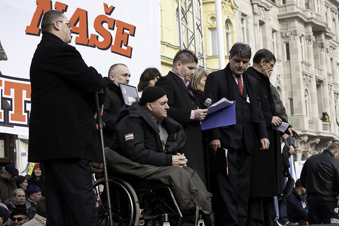 Zadarski branitelji na prosvjedu u Zagrebu 26. veljace 2011, Foto: Leo Banic Zadarski branitelji na prosvjedu u Zagrebu 26. veljace 2011, Foto: Leo Banic