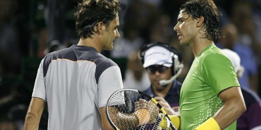 Roger Federer of Switzerland (L) congratulates Rafael Nadal of Spain // Reuters