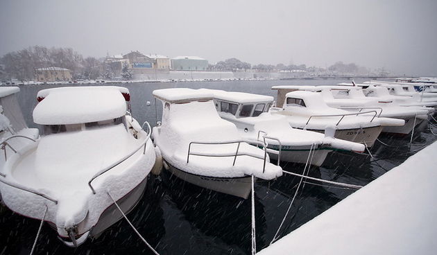 Snijeg u Zadru 4. veljače 2012, Foto: Saša Čuka