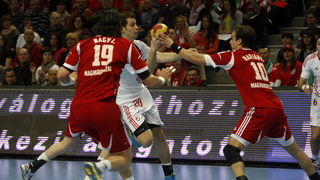 Veszprem, 040413.
Kvalifikacijska utakmica za Europsko prvenstvo rukometnih reprezentacija Madjarske i Hrvatske.
Na fotografiji: Damir Bicanic.
Foto: Zeljko Hajdinjak / Cropix