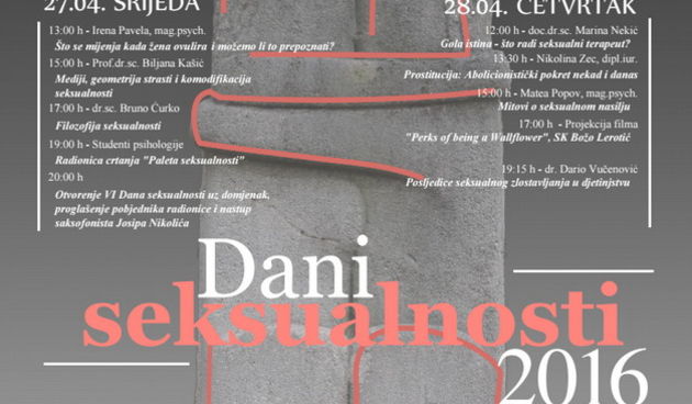6. Dani seksulanosti od 27. do 29. travnja u klubu Božo Lerotić