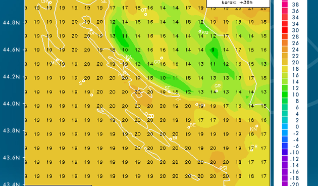 Očekivane temperature u subotu sredinom dana