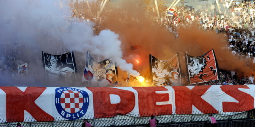 Split, 210410. Stadion Poljud.?Prva finalna nogometna utakmica Hrvatskog kupa izmedju Hajduka i Sibenika. Na fotografiji: navijaci Torcida.?Foto: Paun Paunovic / CROPIX
