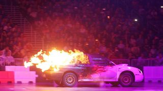 Zagreb – U Areni odrzan veliki automobilisticki spektakl Top Gear Live, koji se temelji na kultnoj BBC-jevoj seriji voditelja Jeremyja Clarksona. Jeremy Clarkson, Richard Hammond, James May. Photo: Goran Jakus/PIXSELL