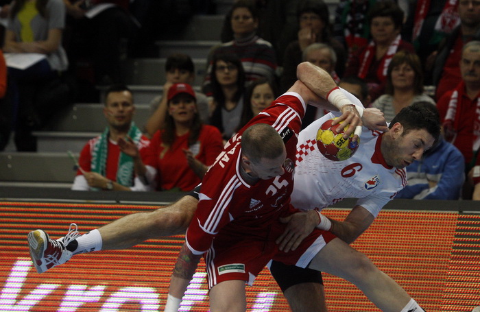 Veszprem, 040413.
Kvalifikacijska utakmica za Europsko prvenstvo rukometnih reprezentacija Madjarske i Hrvatske.
Na fotografiji: Blazenko Lackovic.
Foto: Zeljko Hajdinjak / Cropix