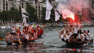 Ploce, 140810
13. Maraton ladja na Neretvi od Metkovica do Ploca.
Na slici cilj maratona u Plocama, pobjednici Gusar iz Komina(D) prolaze kroz cilj slijede ih Stablina i Bacina
Foto: Ivo Ravlic / CROPIX