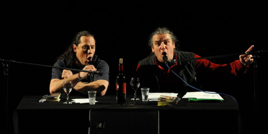 Zadar, 170410.
U sklopu projekta ‘Artikultura’ u kinu Pobjeda Predrag Lucic i Boris Dezulovic predstavili su Zadranima svoju kabaretsko-satiricno poetsku izvedbu.
Foto: Andrija Lucic / CROPIX Zadar, 170410.
U sklopu projekta ‘Artikultura’ u kinu Pobjeda Predrag Lucic i Boris Dezulovic predstavili su Zadranima svoju kabaretsko-satiricno poetsku izvedbu.
Foto: Andrija Lucic / CROPIX