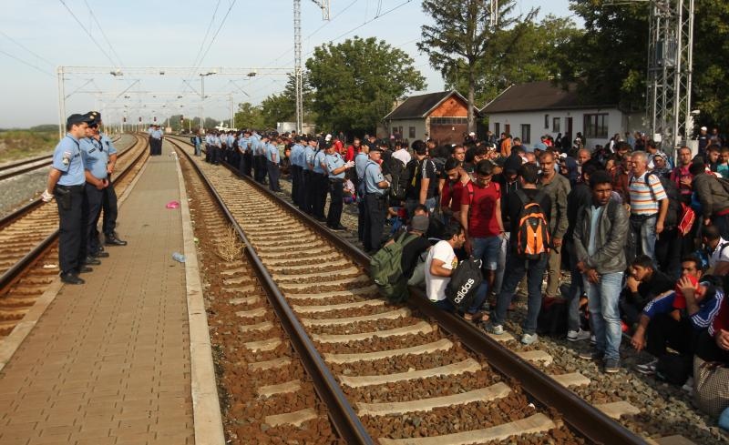 Tovarnik: Iscrpljenim izbjeglicama koji čekaju vlak volonteri Crvenog križa pružaju svekoliku pomoć. Photo: Zeljko Lukunic/PIXSELL Tovarnik: Iscrpljenim izbjeglicama koji čekaju vlak volonteri Crvenog križa pružaju svekoliku pomoć. Photo: Zeljko Lukunic/PIXSELL