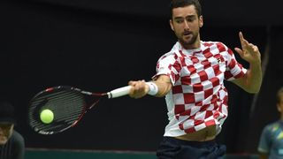 Polufinale Davis Cupa, Hrvatska – Francuska, 2. meč, Marin Čilić – Lucas Pouille. Photo: Hrvoje Jelavić/PIXSELL Polufinale Davis Cupa, Hrvatska – Francuska, 2. meč, Marin Čilić – Lucas Pouille. Photo: Hrvoje Jelavić/PIXSELL