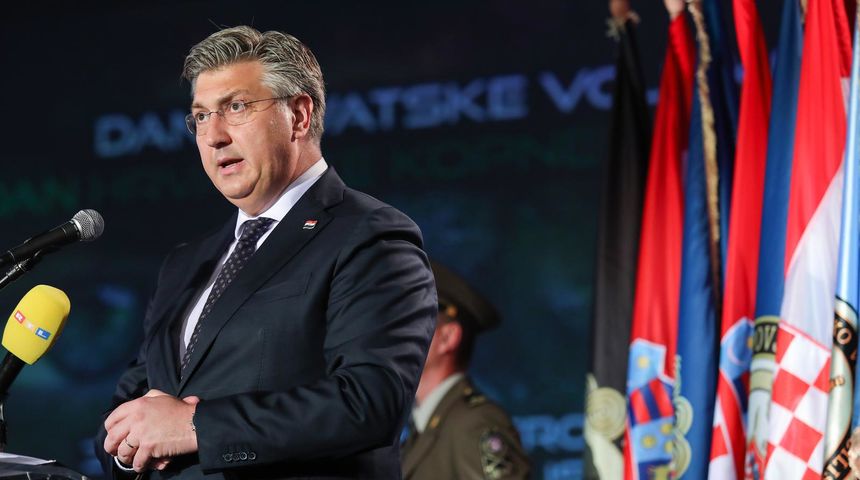 U Domu Hrvatske vojske Zvonimir odrzana je svecana akademija u prigodi obiljezavanja Dana Hrvatske vojske, Dana Hrvatske kopnene vojske i 32. obljetnice ustrojavanja Hrvatske vojske. Andrej Plenkovic. U Domu Hrvatske vojske Zvonimir odrzana je svecana akademija u prigodi obiljezavanja Dana Hrvatske vojske, Dana Hrvatske kopnene vojske i 32. obljetnice ustrojavanja Hrvatske vojske. Andrej Plenkovic.