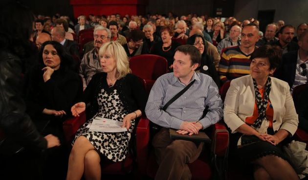 U zadarskom HNK odrzan je skup Kukuriku koalicije te predstavljeni kandidati za Europski parlament. Iako je bilo najavljeno, premijer Zoran Milanovic nije prisustvovao skupu zbog krize u Slavoniji uzrokovane poplavama. Photo: Filip Brala/PIXSELL