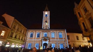 18. Spancirfest – Festival grada i gradskih setaca. 3D mapping na procelju Gradske vijecnice. TBF,  Photo: Vjeran Zganec Rogulja/PIXSELL