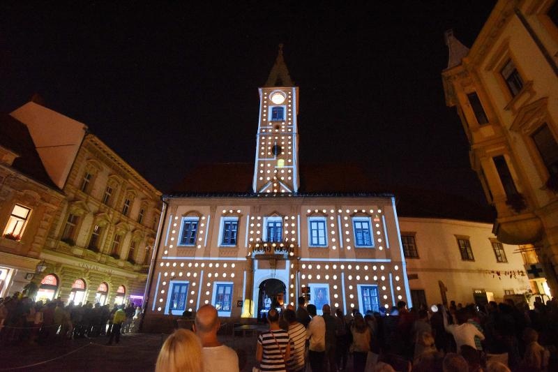 18. Spancirfest – Festival grada i gradskih setaca. 3D mapping na procelju Gradske vijecnice. TBF,  Photo: Vjeran Zganec Rogulja/PIXSELL