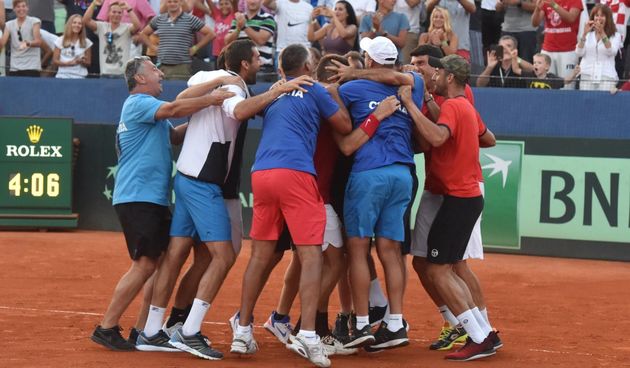 Slavlje hrvatskih tenisača nakon pobjede nad SAD-om