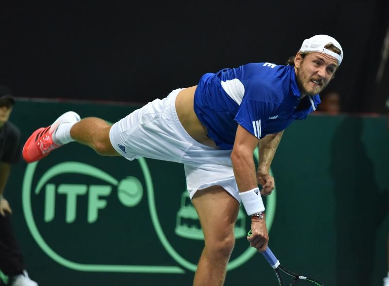 Polufinale Davis Cupa, Hrvatska – Francuska, 2. meč, Marin Čilić – Lucas Pouille. Photo: Hrvoje Jelavić/PIXSELL Polufinale Davis Cupa, Hrvatska – Francuska, 2. meč, Marin Čilić – Lucas Pouille. Photo: Hrvoje Jelavić/PIXSELL