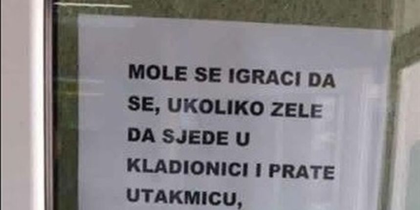 Poruka na zadarskoj kladionici izaziva niz komentara na društvenim mrežama Poruka na zadarskoj kladionici izaziva niz komentara na društvenim mrežama