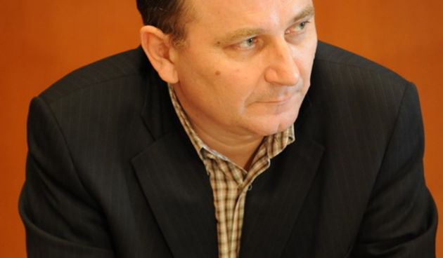 Zadar, 170413.
Dom sindikata. 
Predsjednik SSSH Mladen Novosel i sindikalisti iz Dalmacije za 1. svibnja najavljuju veliki prosvjedni skup Mijenjajte smjer.
Na fotografiji: Mladen Novosel(predsjednik SSH).
Foto: Luka Gerlanc / CROPIX