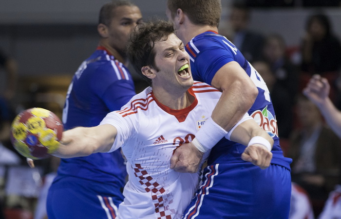 Zaragoza, Spanjolska, 230113.
Gradska dvorana Principe Felipe.
Svjetsko prvenstvo u rukometu za muskarce Spanjolska 2013.
Utakmica cetvrtfinala izmedju reprezentacija Hrvatske i Francuske.
Na fotografiji: Damir Bicanic.
Foto: Ante Cizmic / CROPIX