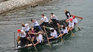 Opuzen: Utrke veslača za startne pozicije za 19. maraton lađa na Neretvi. Photo: Damir Špehar/PIXSELL
