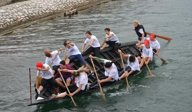Opuzen: Utrke veslača za startne pozicije za 19. maraton lađa na Neretvi. Photo: Damir Špehar/PIXSELL
