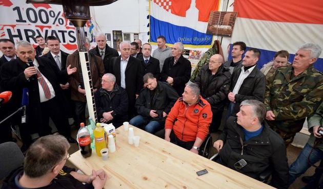 28.01.2015.., Zagreb – Braniteljski sator u Savskoj posjetili zupani hrvatskih zupanija. Ivan Vucic, Danijel Marusic, Bozo Galic, Goran Pauk, Stipe Zrilic. Photo: Marko Prpic/PIXSELL