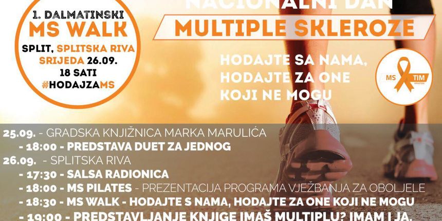 Prvi “Dalmatinski MS WALK” u Splitu 26. rujna Prvi “Dalmatinski MS WALK” u Splitu 26. rujna