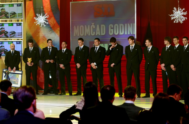 Zagreb, 261210.
HTV, studio Anton Marti, Prisavlje BB.
59. izbor sportasa 2010. godine u organizacij Sportskih novosti.
Na fotografiji: Hrvatska vaterpolo reprezentacija.
Foto: Ronald Gorsic / CROPIX