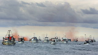 Umag, Savudrija, 071109.
Ribarski konvoj organiziran zbog protivljenja arbitraznom sporazumu sa Slovenijom smatrajuci da bi njegovom primjenom Hrvatska mogla ostati bez dijela svog teritorijalnog mora juznije od crte sredine Savudrijske vale. Prosvjedoval Umag, Savudrija, 071109.
Ribarski konvoj organiziran zbog protivljenja arbitraznom sporazumu sa Slovenijom smatrajuci da bi njegovom primjenom Hrvatska mogla ostati bez dijela svog teritorijalnog mora juznije od crte sredine Savudrijske vale. Prosvjedoval