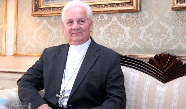 Predsjednik Vlade Republike Hrvatske Tihomir Oreskovic primio je u Banskim dvorima, mons. dr. Franju Komaricu, biskupa banjaluckog. Photo: Patrik Macek/PIXSELL